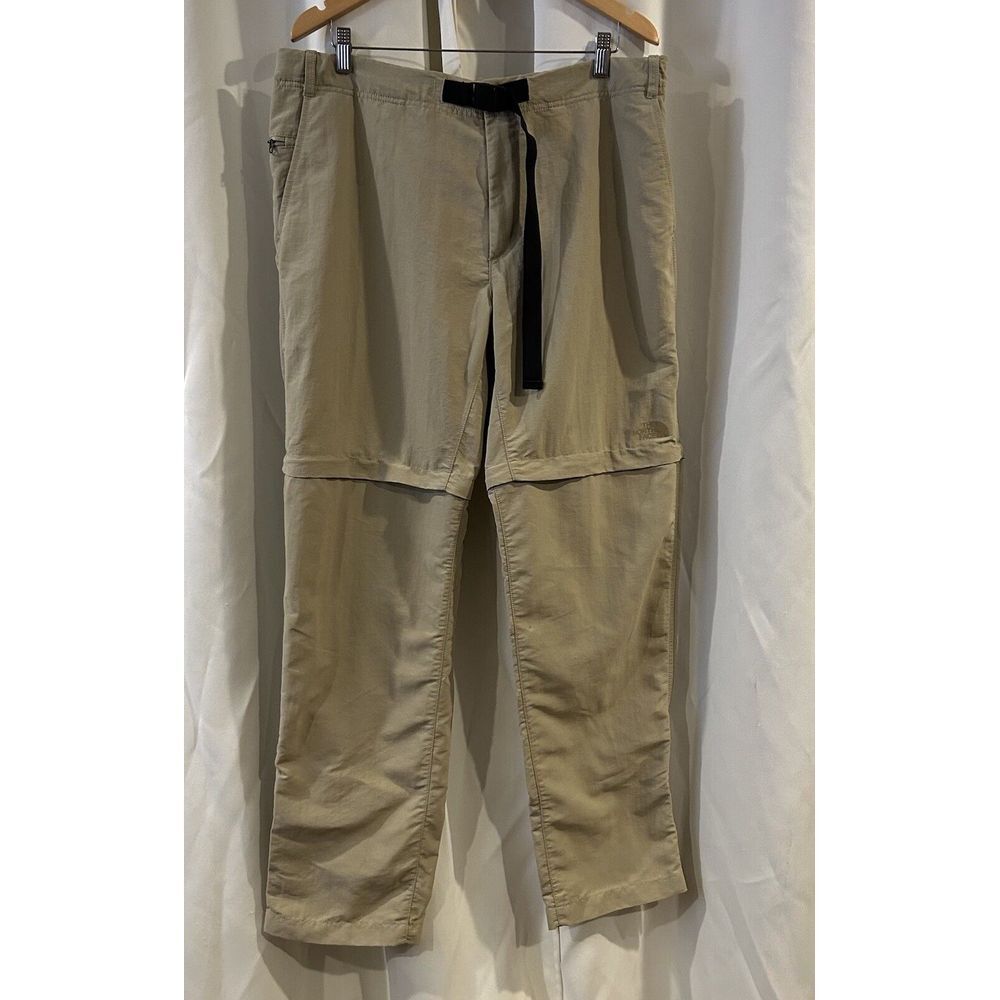 The North Face convertible Pants Mens Large Tan‎ Zip Off Belted Outdoor 40X32